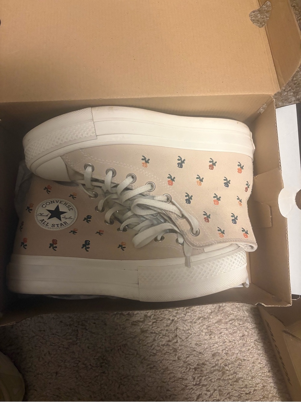 Converse High Top platform floral sneakers